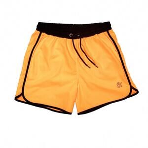 NEW EIGHT X men's vintage cut swim trunks with trim in orange/ black